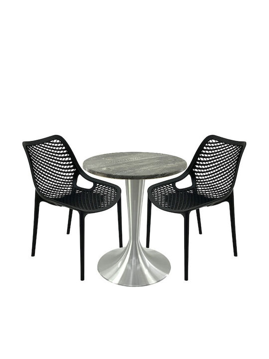 Set Sala De Mese Pentru Spații Exterioare Mici Maple 3 Piese Negru