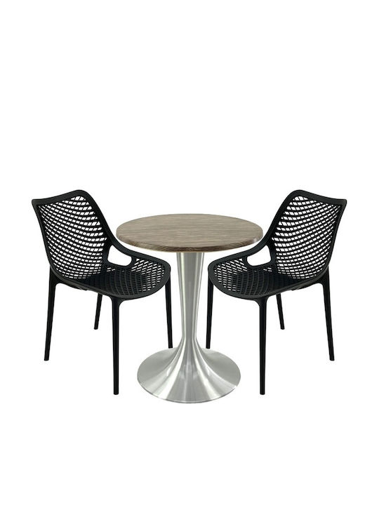 Set Sala De Mese Pentru Spații Exterioare Mici Maple 3 Piese Negru