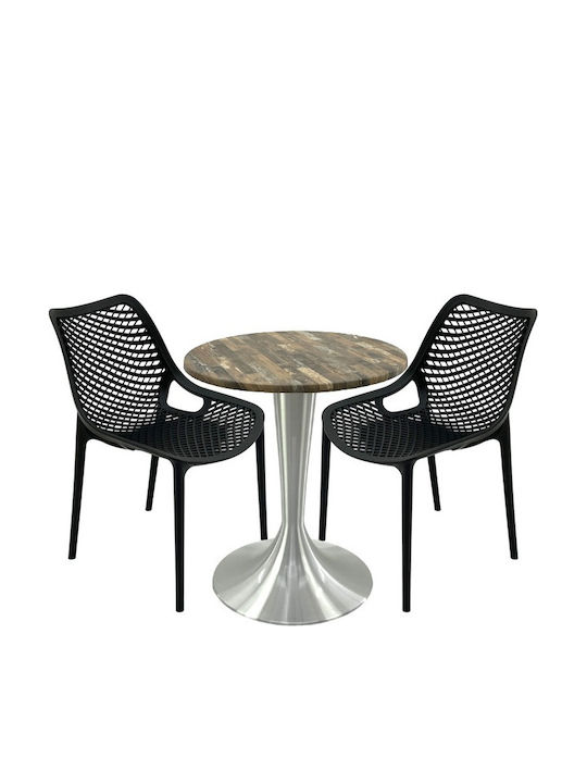 Set Sala De Mese Pentru Spații Exterioare Mici Maple 3 Piese Negru