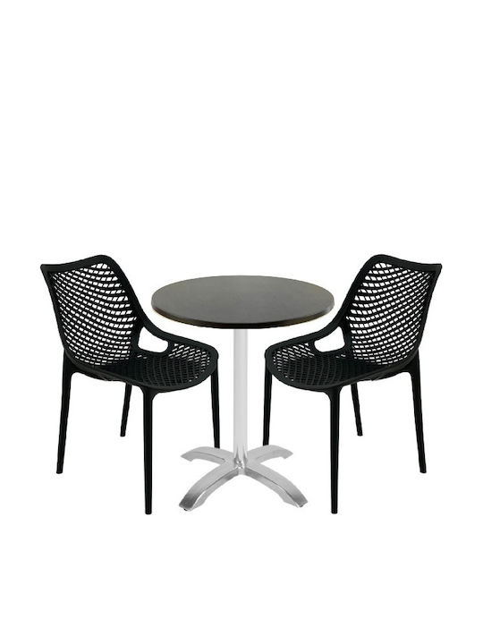 Set Sala De Mese Pentru Spații Exterioare Mici Maple 3 Piese Negru