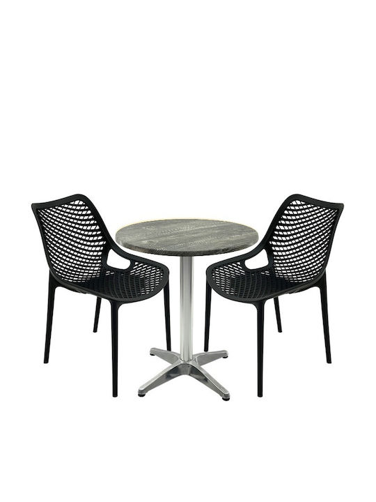 Set Sala De Mese Pentru Spații Exterioare Mici Maple 3 Piese Negru