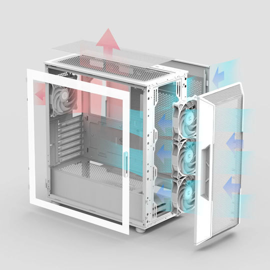 I3 Neo V2 RGB Gaming Midi Tower Κουτί Υπολογιστή με Πλαϊνό Παράθυρο Λευκό