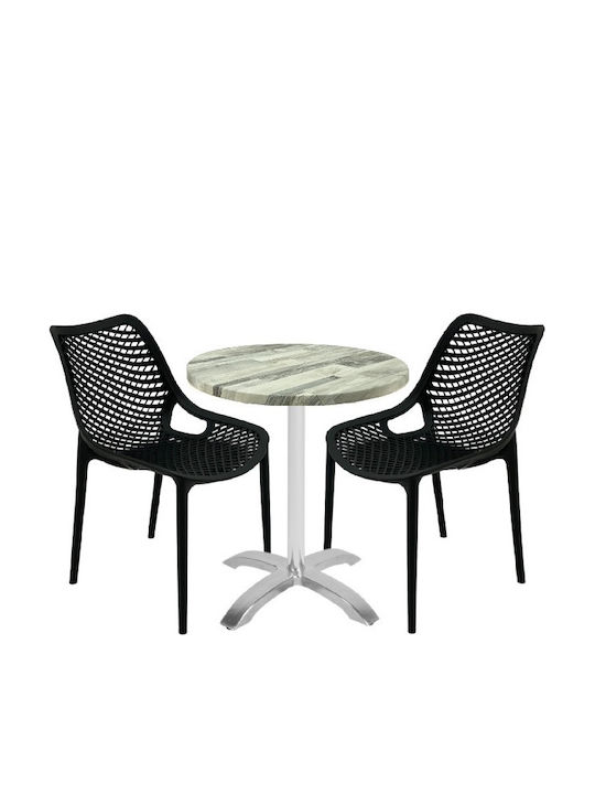Set Sala De Mese Pentru Spații Exterioare Mici Maple 3 Piese Negru