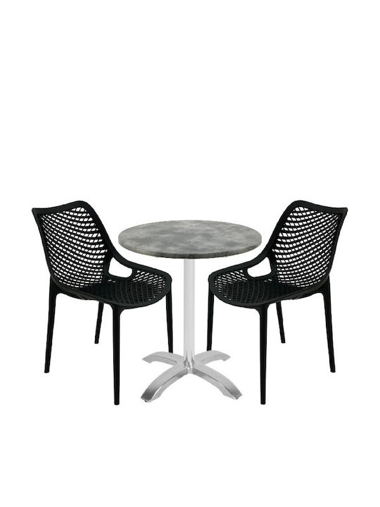 Set Sala De Mese Pentru Spații Exterioare Mici Maple 3 Piese Negru