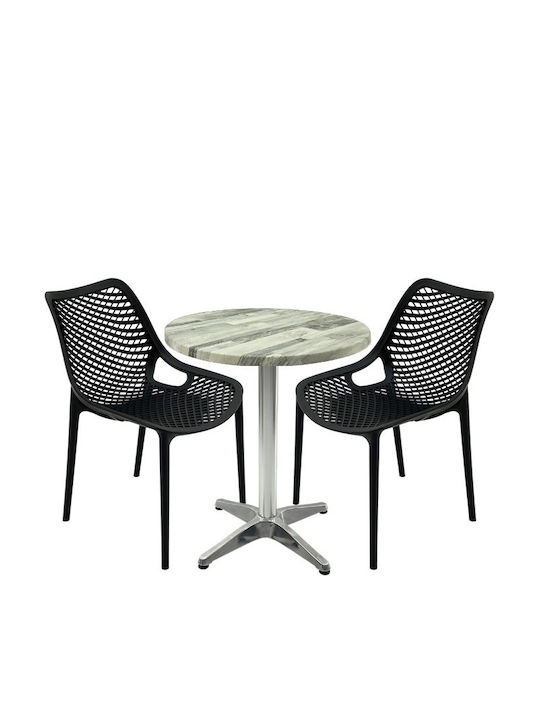 Set Sala De Mese Pentru Spații Exterioare Mici Maple 3 Piese Negru