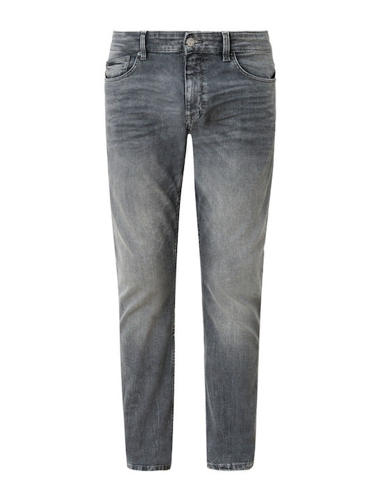 Ανδρικό Παντελόνι Τζιν Ελαστικό με Slim Straight Εφαρμογή Γκρι