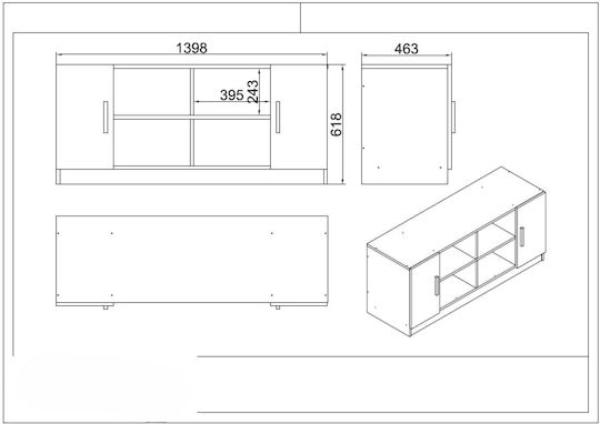 Сет За Офис 7 Бройки С Библиотеки Бели 140x60x73.8см