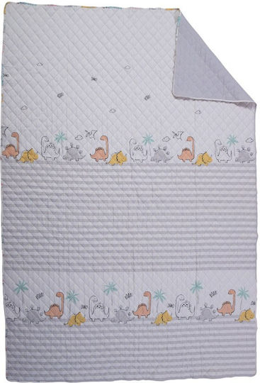 Nef-Nef Homeware Kids Quilt Single Dinosaur Art Ecru/Grey 180x240cm