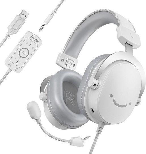 Fifine H9W Über Ohr Gaming-Headset mit 3,5 mm / USB Konnektivität Weiß