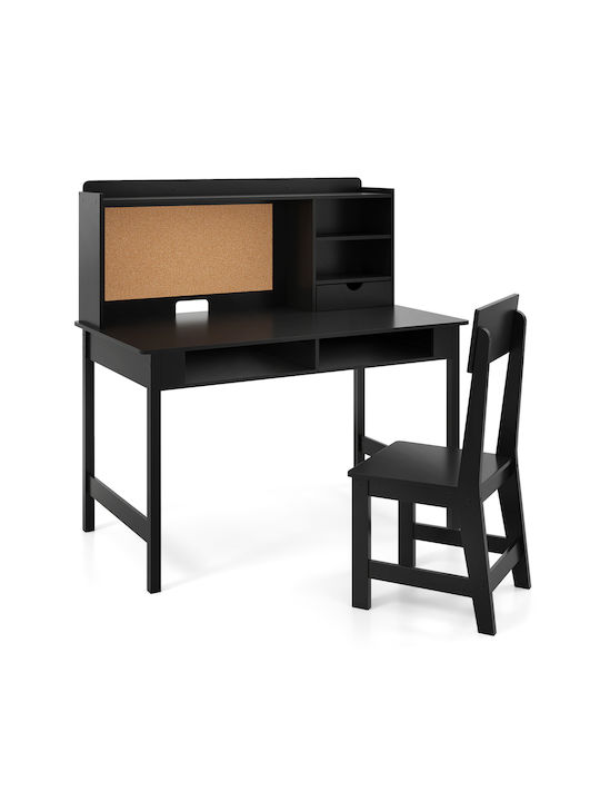 Kinder Schreibtisch aus Melamin Schwarz 110x60x110cm