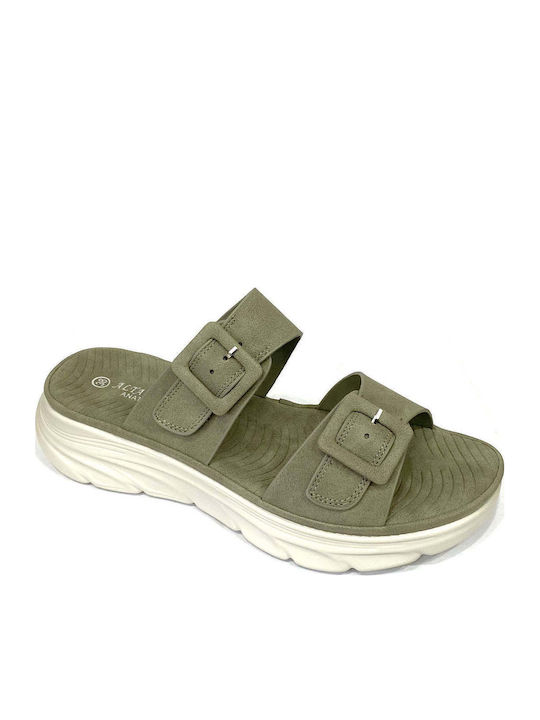 Γυναικεία Ανατομικά Σανδάλια Flatforms Χακί