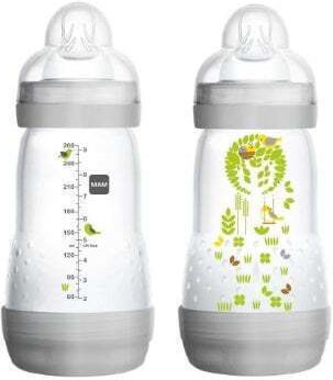 Mam Kunststoff Babyflasche Gegen Koliken mit Silikon Sauger für 2+ Monate Beigefarben 260ml