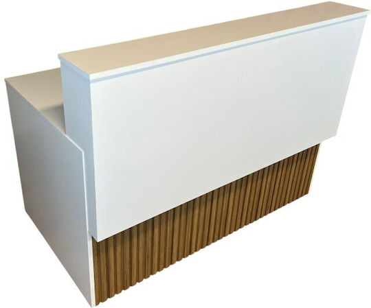 SteweHome Büroempfang Weiß Mit Rautenförmiger Holzfront 140x80x105cm