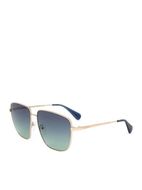 Max & Co Men's Sunglasses with Gold Metal Frame and Blue Gradient Lens MO0041 28W
