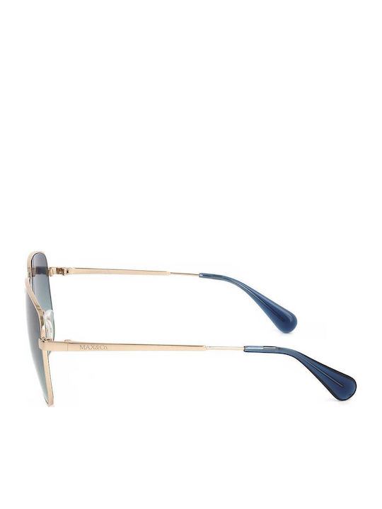 Max & Co Men's Sunglasses with Gold Metal Frame and Blue Gradient Lens MO0041 28W