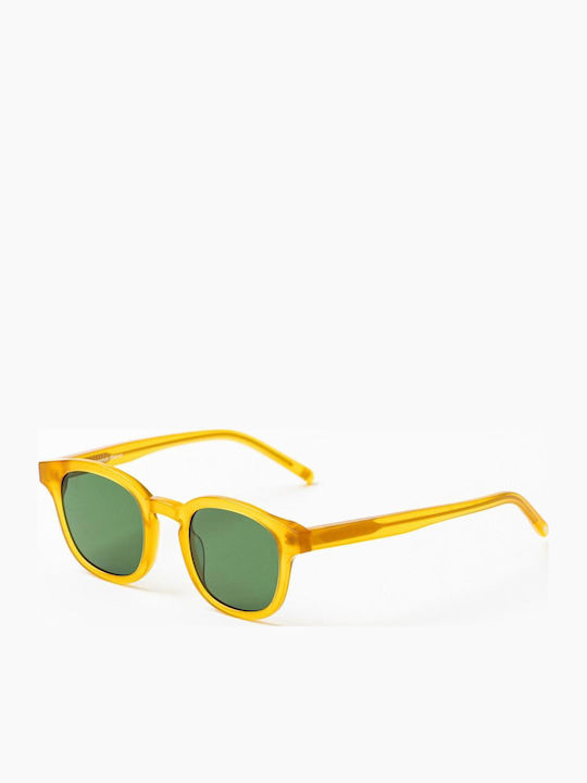 Common Sense Unisex Sunglasses with Yellow Plastic Frame and Green Lens CS005