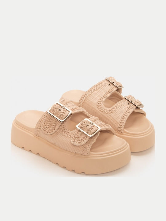 Дамски Сандали Flatforms Бежови