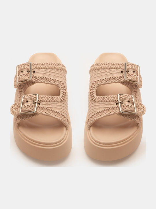Дамски Сандали Flatforms Бежови