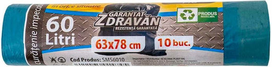 Sacuri De Gunoi Capacitate 60lt Cu Bandă De Dantelă 78x63cm 10 Buc