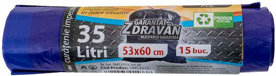Sacuri De Gunoi Capacitate 35lt Cu Bandă De Dantelă 60x53cm 15 Buc