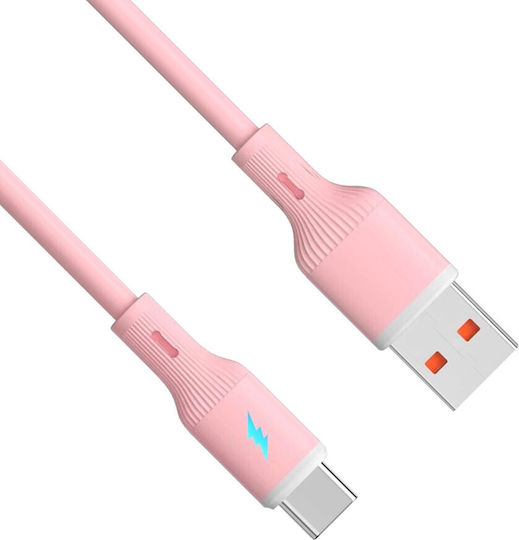 Cablu USB de Tip C USB-A 1m Ak-usb-61 Silicon Roz