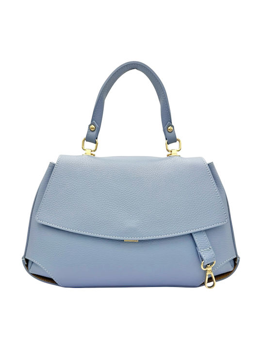 Leather Women's Shoulder Bag Light Blue