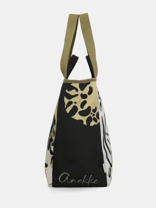 Set mit Damen-Schultertasche aus Rattan Braun