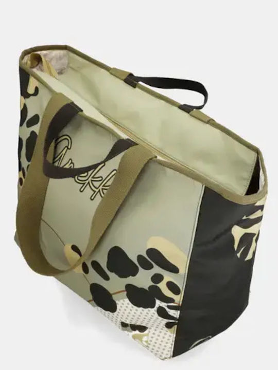 Set mit Damen-Schultertasche aus Rattan Braun