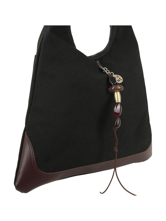 Fabric Women's Shoulder Handbag Black