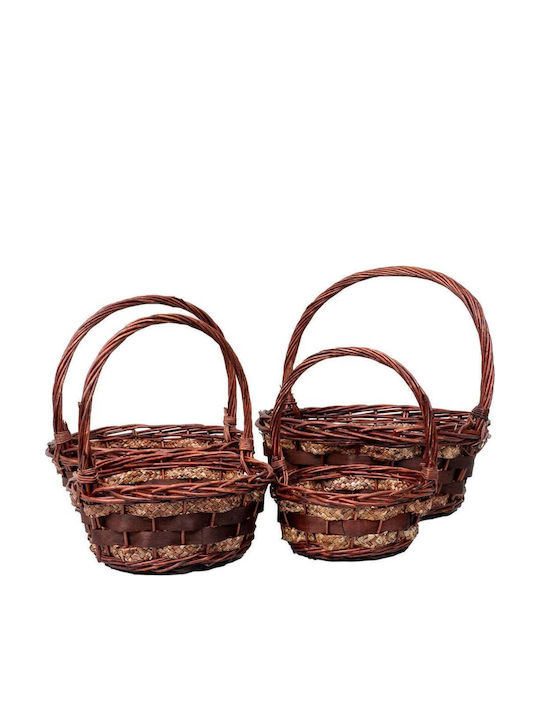 Set Coșuri Decorative Din Paie Maro 4 Bucăți