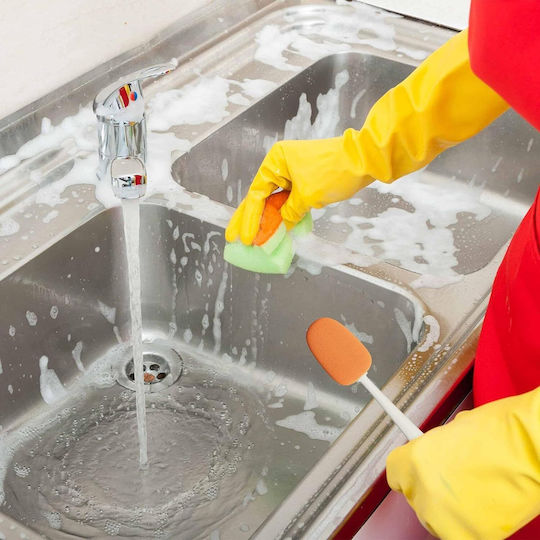 Perie Curățare 3 În 1 Pentru Sticle și Pahare Burete Perie Siliconică Scruber Plastic 27 Cm Alb Verde