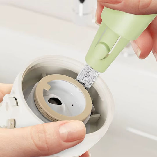 Perie Curățare 3 În 1 Pentru Sticle și Pahare Burete Perie Siliconică Scruber Plastic 27 Cm Alb Verde
