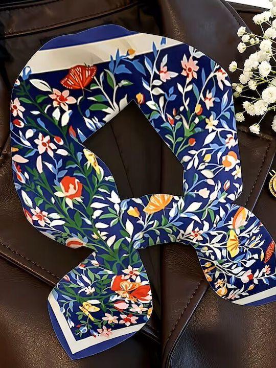 By Queen Statement Elegance Σατέν Φουλάρι Πεταλούδες & Λουλούδια
