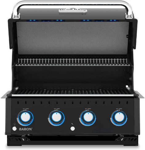 Broil King Baron 420 Shadow Gas Grill Cast Iron Grate with 4 Burners 11.4kW