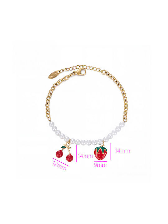 Chrysothemiss Γυναικείο Βραχιόλι Fruity Duo Pearl Ανοξείδωτο Ατσάλι Φράουλα Κεράσι Chrysothemiss Γυναικείο Βραχιόλι Fruity Duo Pearl Ανοξείδωτο Ατσάλι Φράουλα Κεράσι
