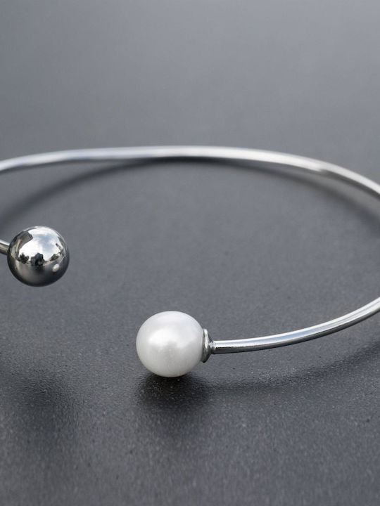 Armband Weißes Perlen Handgefertigt Silber 925 19cm