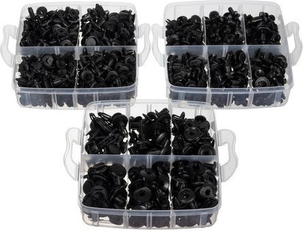 Set 620 Universal Car Clips 5 Extractor Keys 16 Types Pins 18 Different Sizes Plastic Black Storage Box