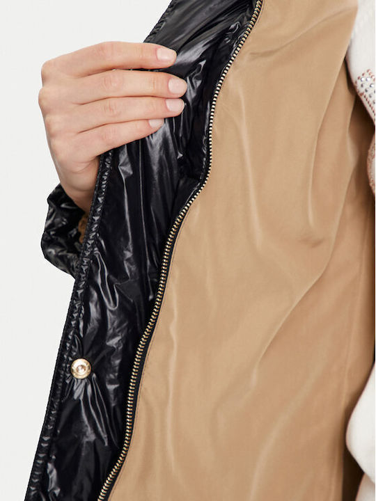 Дълго Дамско Puffer Яке за Зима Black