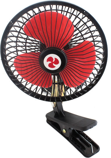 Ventilator Portabil Auto Drumeție Diametru 17,5 Cm 12v Unghi de Înclinare Reglabil Prindere cu Clemă Alimentare la Priză de Țigări Negru Roșu