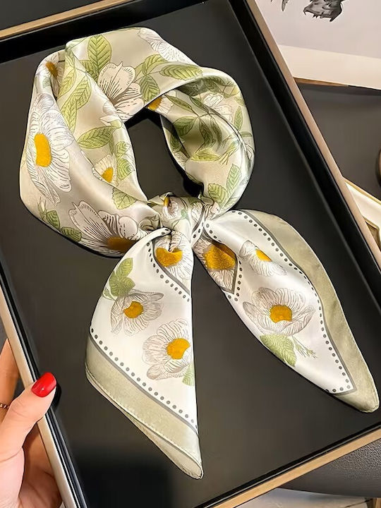 By Queen Σατέν Φουλάρι Μαργαρίτες Romantic & Fresh