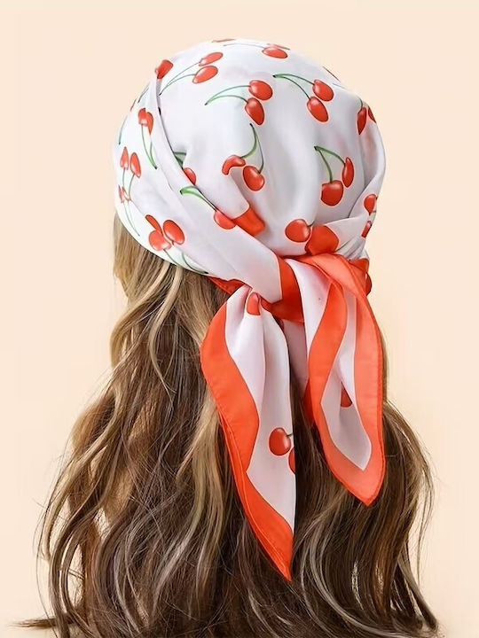 By Queen Playful & Feminine Σατέν Μαντήλι Cherry Print