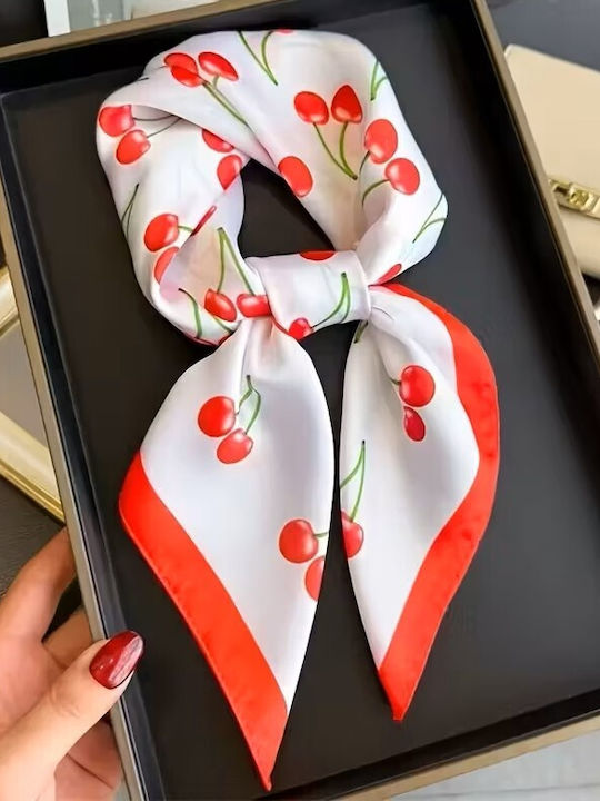 By Queen Playful & Feminine Σατέν Μαντήλι Cherry Print