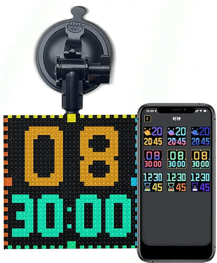 Rgb Led Дигитален Екран За Кола Текст Символ Дисплей Управление С App Захващане С Вендуза Usb 13.1 X 12.8 См