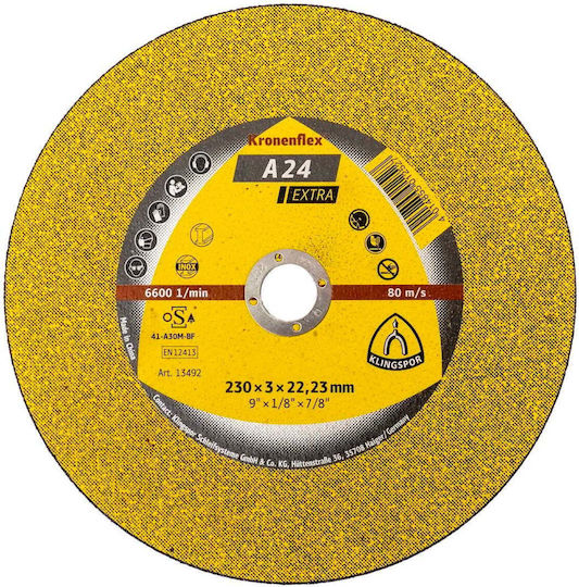 Klingspor Schleifscheibe A24 Extra 230x3x22,23 Mm Ext 13492