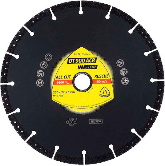 Klingspor Dt900 Disc De Tăiere Din Diamant 230x3.1x22.3mm Ext 355725