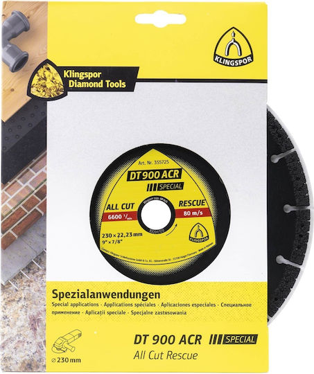 Klingspor Dt900 Disc De Tăiere Din Diamant 230x3.1x22.3mm Ext 355725