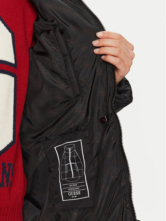 Μακρύ Γυναικείο Puffer Μπουφάν για Χειμώνα Black