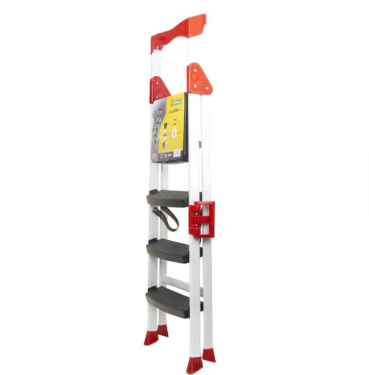 Metal Ladder 3 Steps Plus Platform White Z-tools Zln 0683