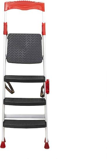 Metal Ladder 3 Steps Plus Platform White Z-tools Zln 0683