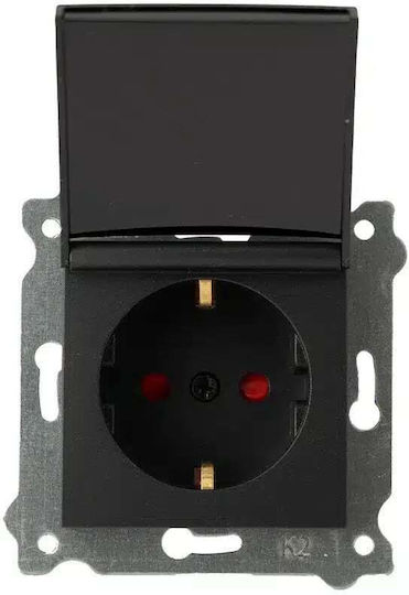 Capac Priză Electrică Încastrat Monopolar 16a 250v Schuko Exen Negru 290-001403-240